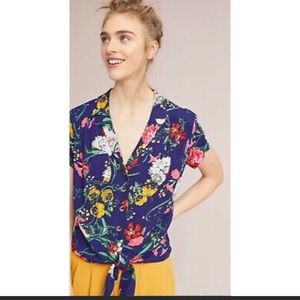 Maeve button down tie front top size 4